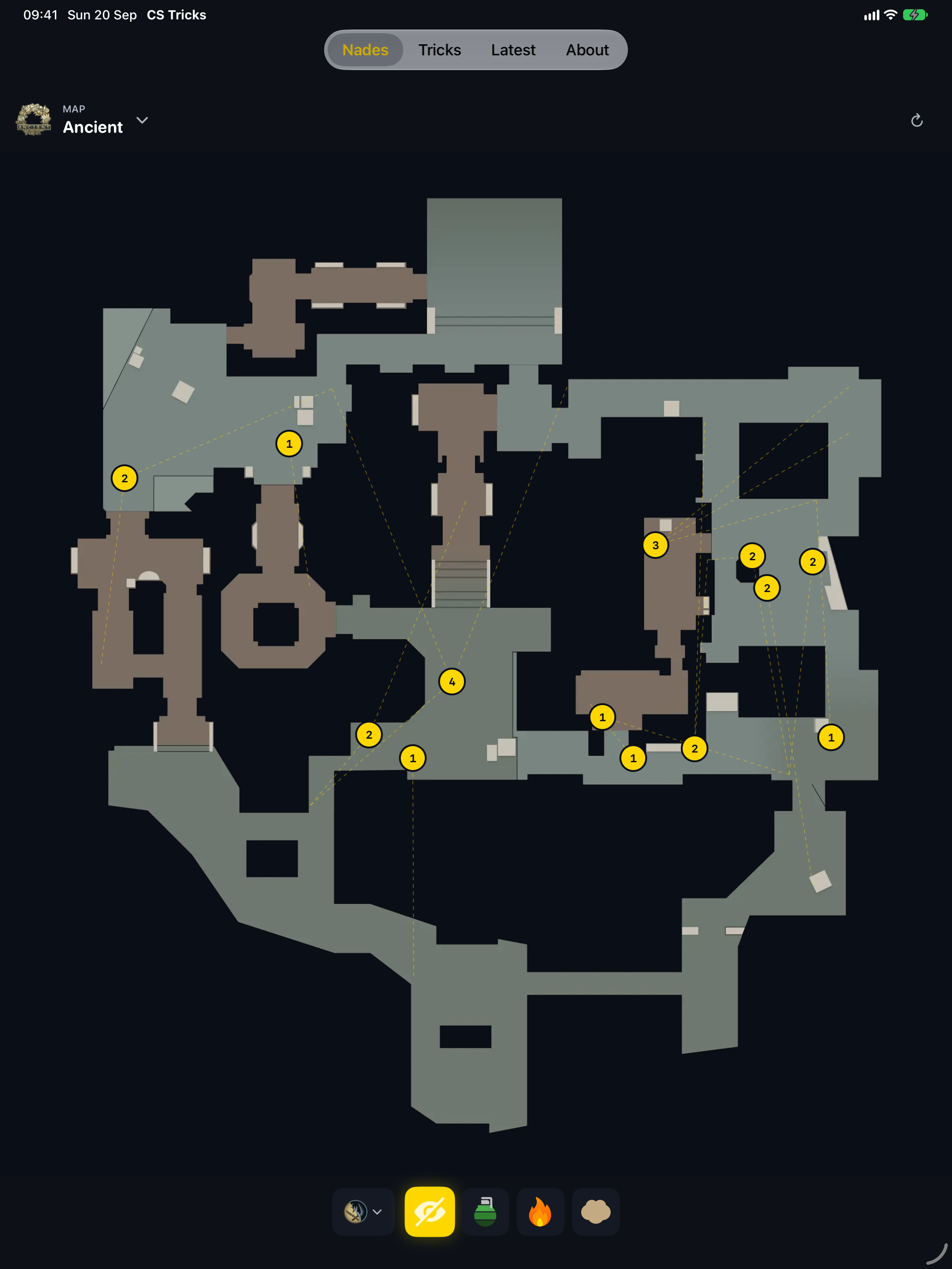 CS2 Tricks nades map on iPad