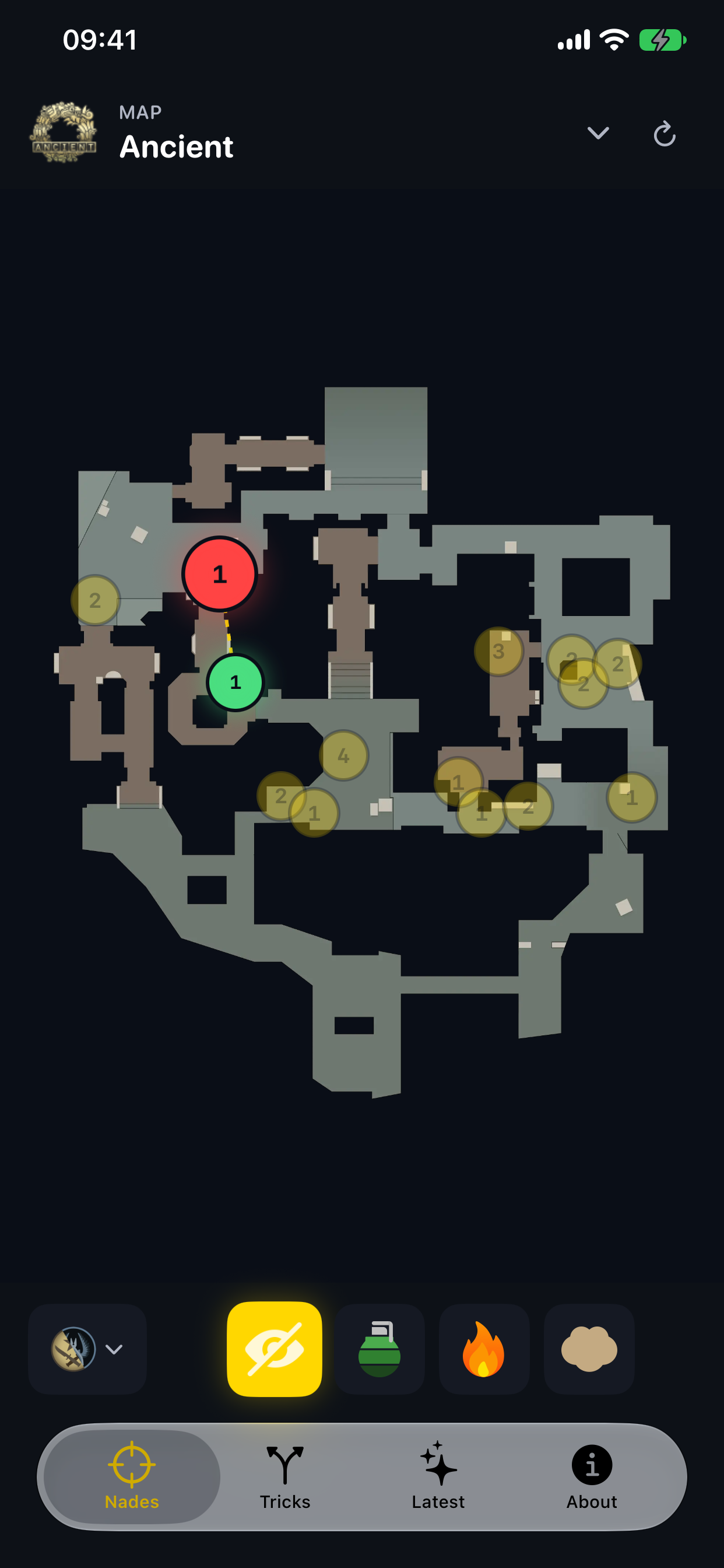 Throw positions on the minimap