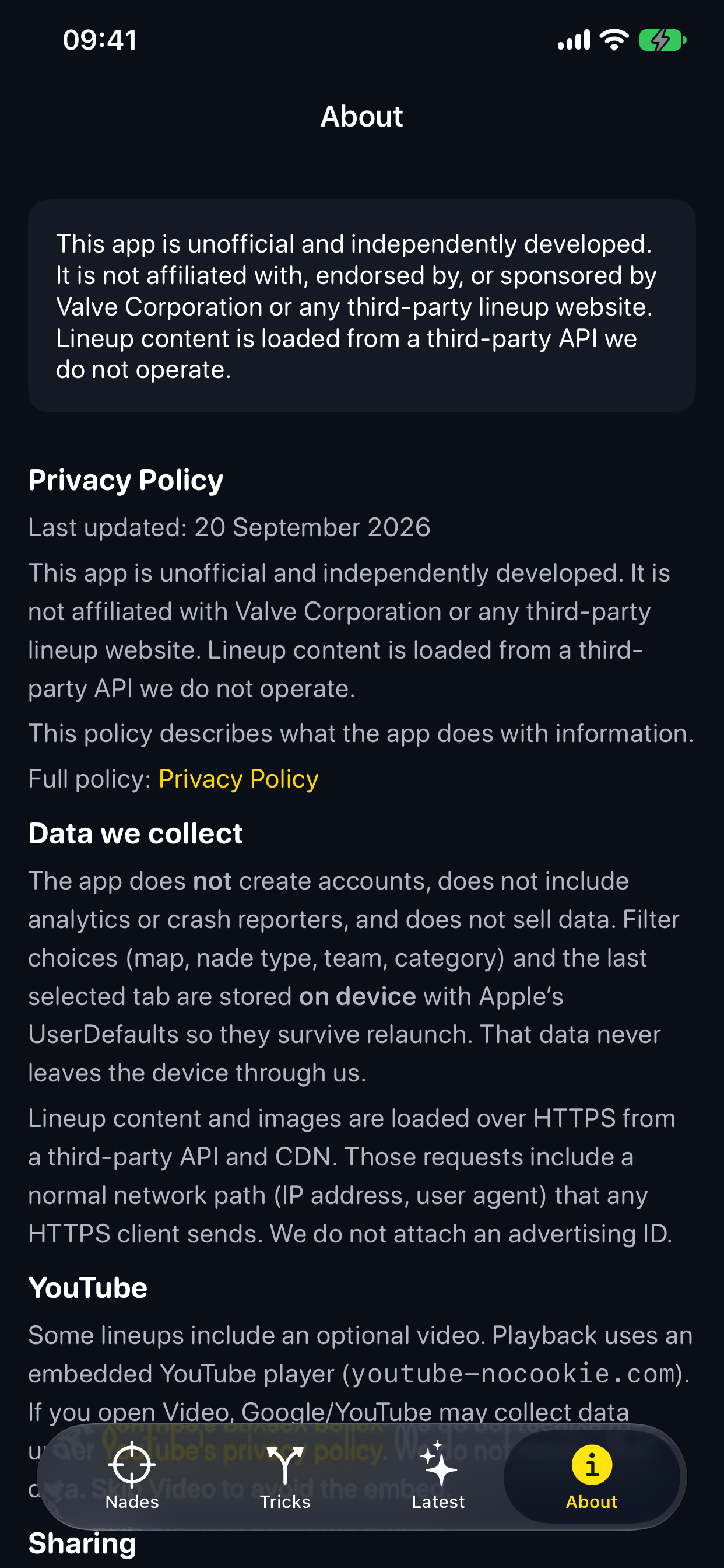 About and disclaimer